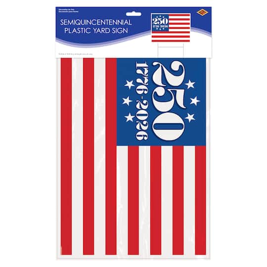 Beistle 11.5" x 15.5" Semiquincentennial Plastic Yard Sign